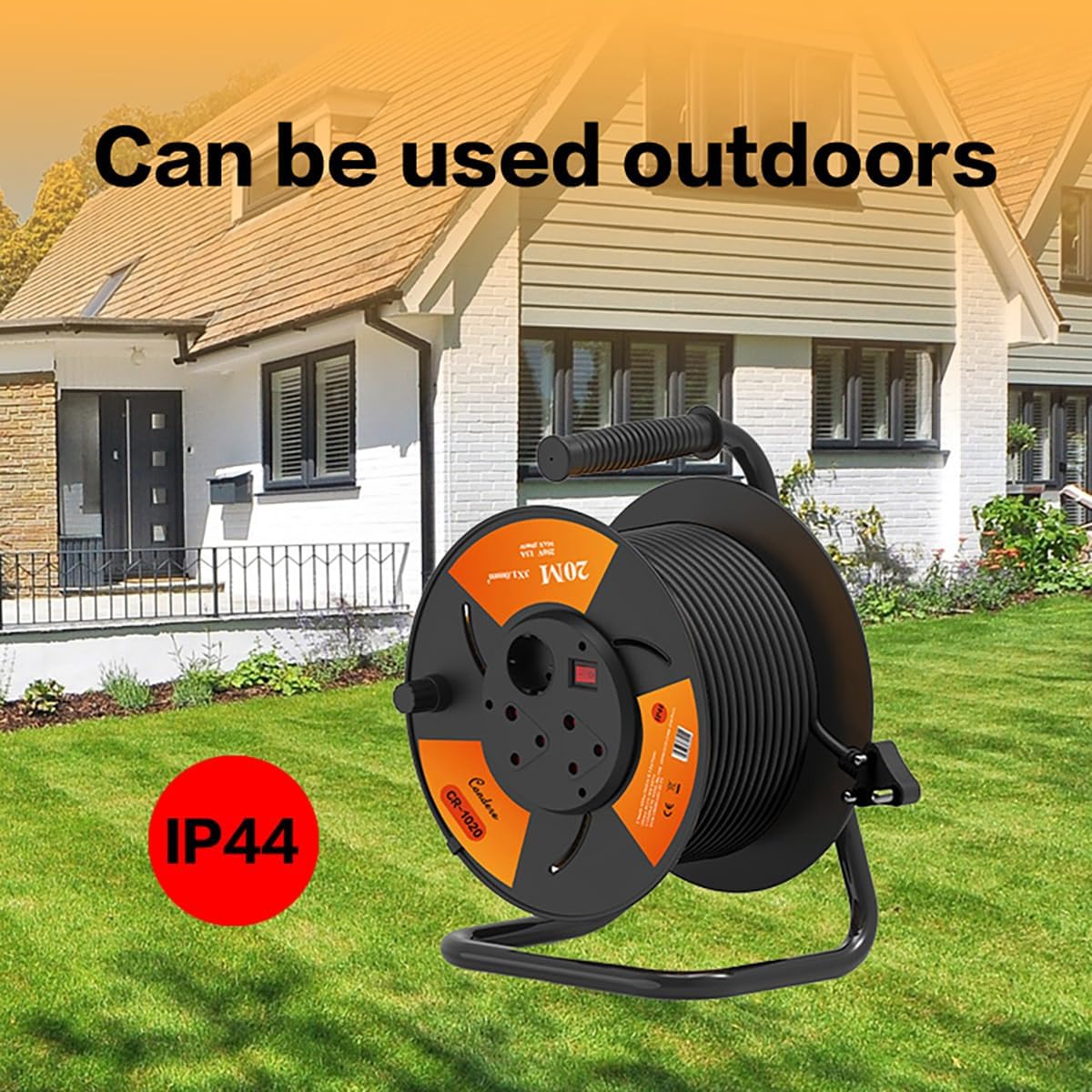 30m Copper Extension Cord Reel – Electrical Cord Storage Reel with Fireproof Shell, 3500W Power Cord Reel, 3-Port Extension Cord Holder with Key Switch and Child Protection