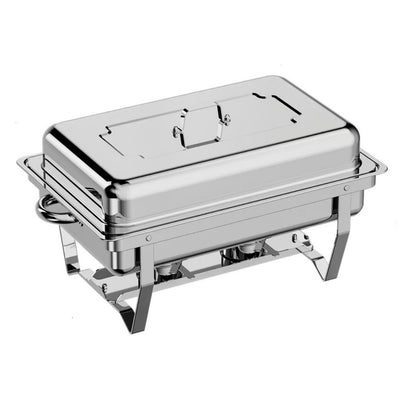 LP One-pan Alcohol-heating Buffet Stove Without Alcohol, 9L Square Stainless Steel Chafing Dish, Silver Color Food Warmer with Folding Frame and Heat Preservation