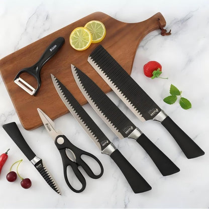 CONDERE HOME 6 PCS Kitchen Knife Set | Larger Cleaver, Chef Knife, Slicer Knife, Paring Knife, Ceramic Peeler, Scissors | 3CR13 Stainless Steel