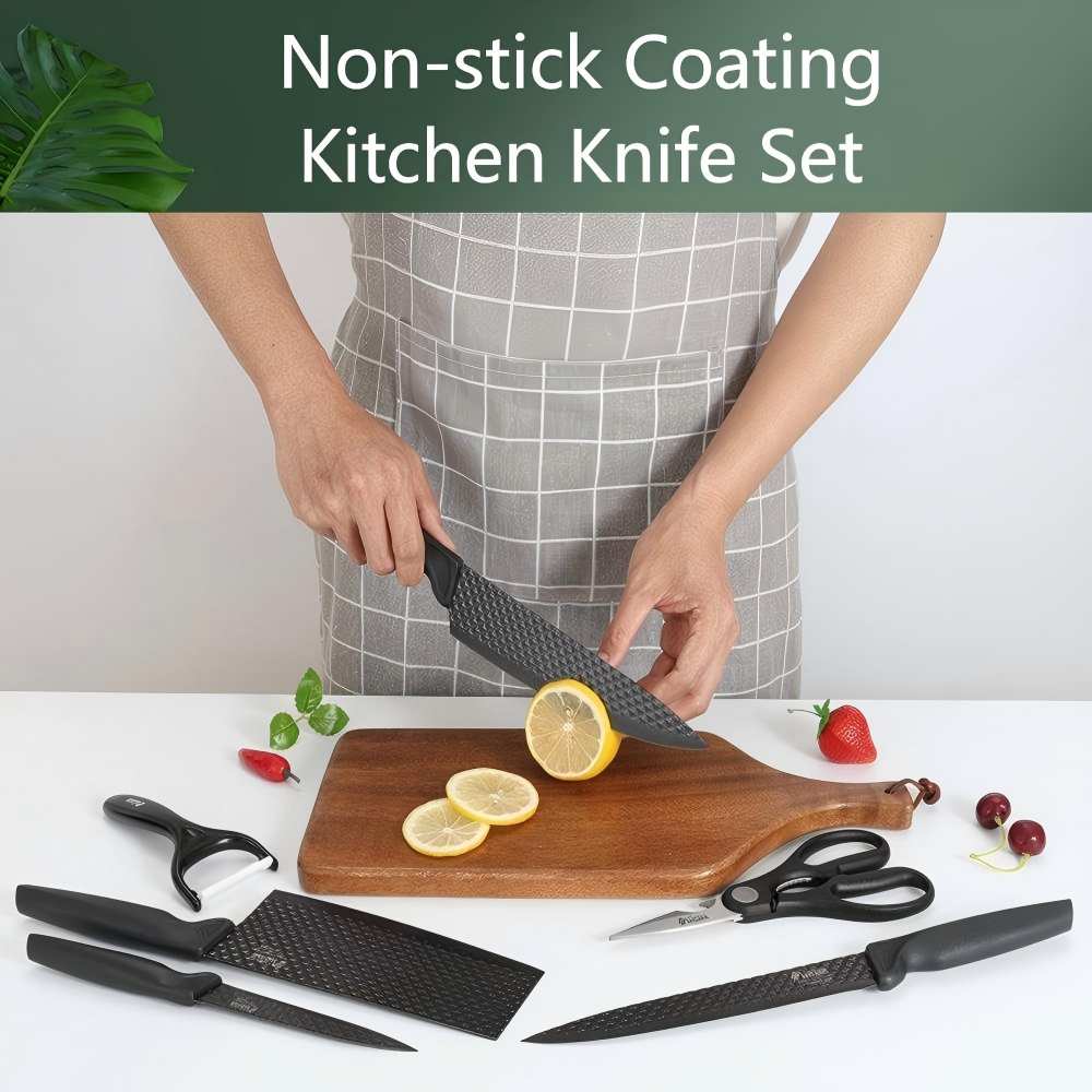 CONDERE HOME 6 PCS Knife Set with free yeast Includes Larger Cleaver, Chef Knife, Slicer, Utility Knife, Ceramic Peeler & Scissors 3CR13 Stainless Steel