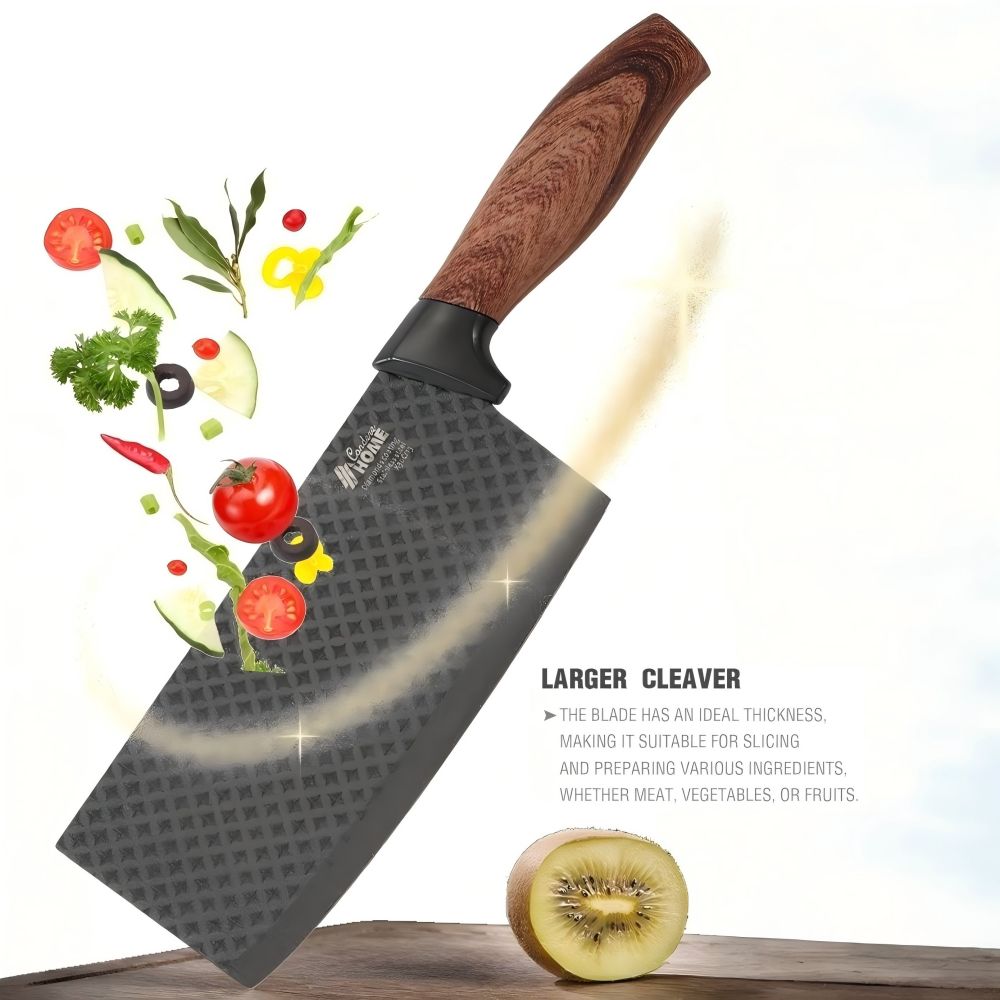 CONDERE HOME 6 PCS Kitchen Knife Set with Free Yeast Larger Cleaver, Chef Knife, Slicer, Utility Knife, Peeler & Scissors 3CR13 Stainless Steel Colour Box