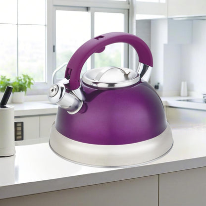 Purple Stainless Steel Tea Kettle 3.5L for Stovetop, Durable Water Kettle with Zinc Alloy & Nylon Handle, Stovetop Kettle for Tea Pot and Camping