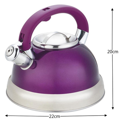 Purple Stainless Steel Tea Kettle 3.5L for Stovetop, Durable Water Kettle with Zinc Alloy & Nylon Handle, Stovetop Kettle for Tea Pot and Camping