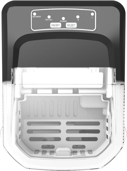 Condere Small Countertop Ice Maker Black GB-46 Portable Ice Machine with 1.5L Water Tank, Automatic Cleaning, Ice Size Selection, and Overheat Protection for Home and Kitchen Use