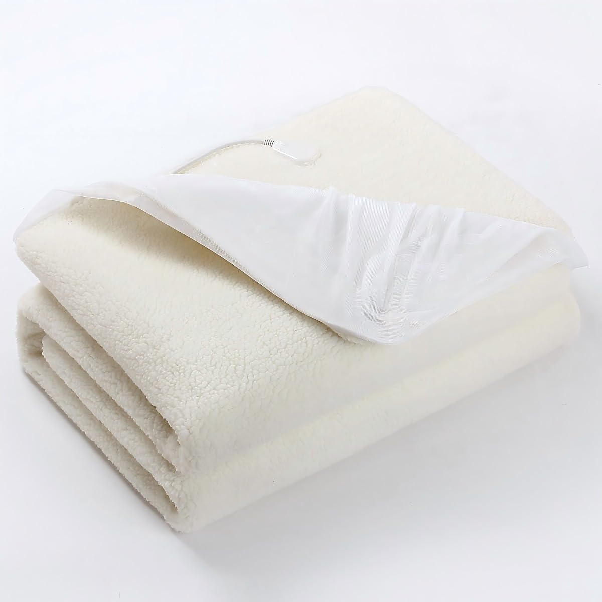 Electric Blanket EB-1012,137x188cm Heated Blanket with 2 Controllers, Synthetic Wool Fleece Heating Blanket
