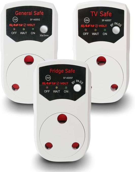 SAFY 16A Voltage Protector Set SF-A005G, SF-A005F, SF-A005T – Comprehensive Appliance Protection for TVs, Refrigerators, and Electronics