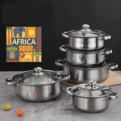 CONDERE HOME CDH-00310-Piece Stainless Steel Casserole Cookware Set with Glass Lids & Free Instant Yeast – For Induction, Gas & Electric Stoves