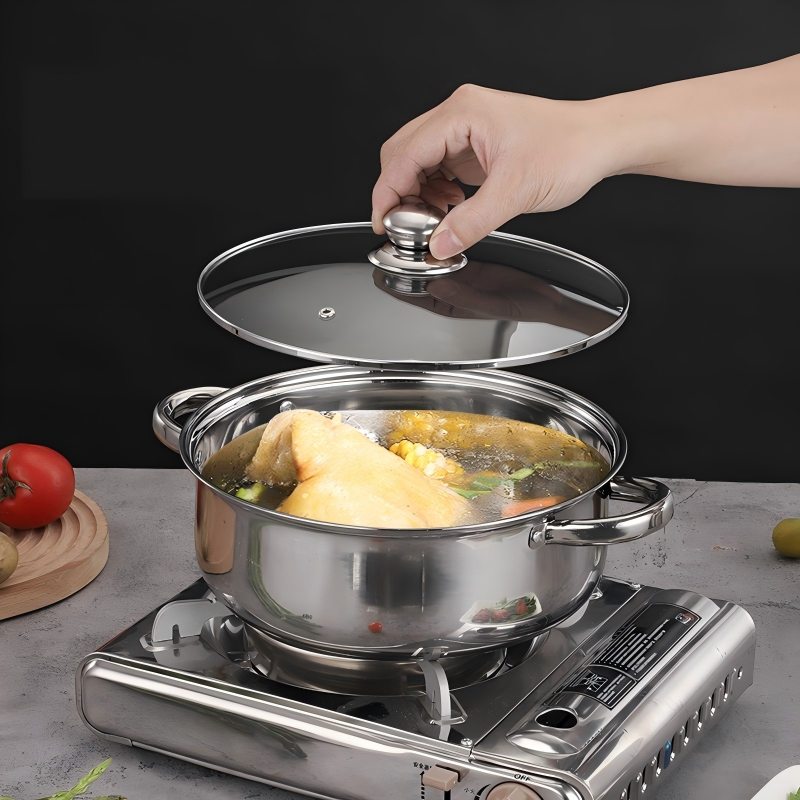 CONDERE HOME CDH-004 6-Piece Stainless Steel Casserole Cookware Set with Glass Lids & Free Instant Yeast Induction, Gas & Electric Compatible