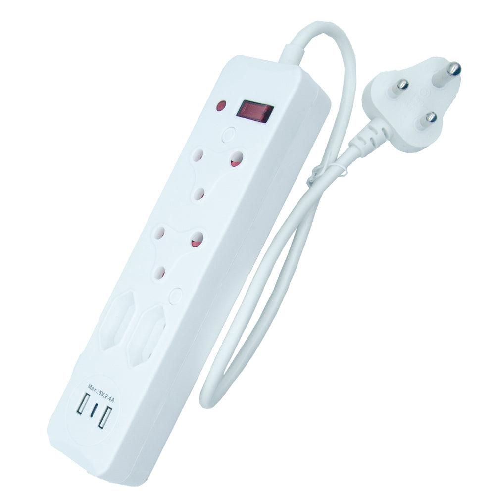 4-Way Multi Socket-outlet Power Strip with USB+type-C Ports, Heavy Duty 16A Non-Rewirable Plug, 4000W Capacity – Outlet with USB+type-C Ports and IEC Certification CM-2204