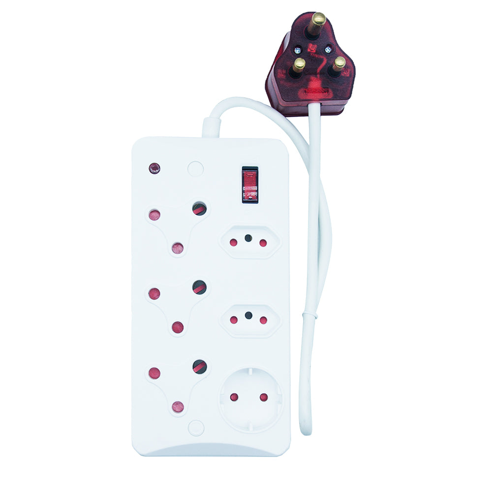 6-Way Surge Protected Socket-outlet Power Strip with 16A Surge Protected Plug, 500J-700J Protection, 4000W Capacity – IEC Certification CM-2606