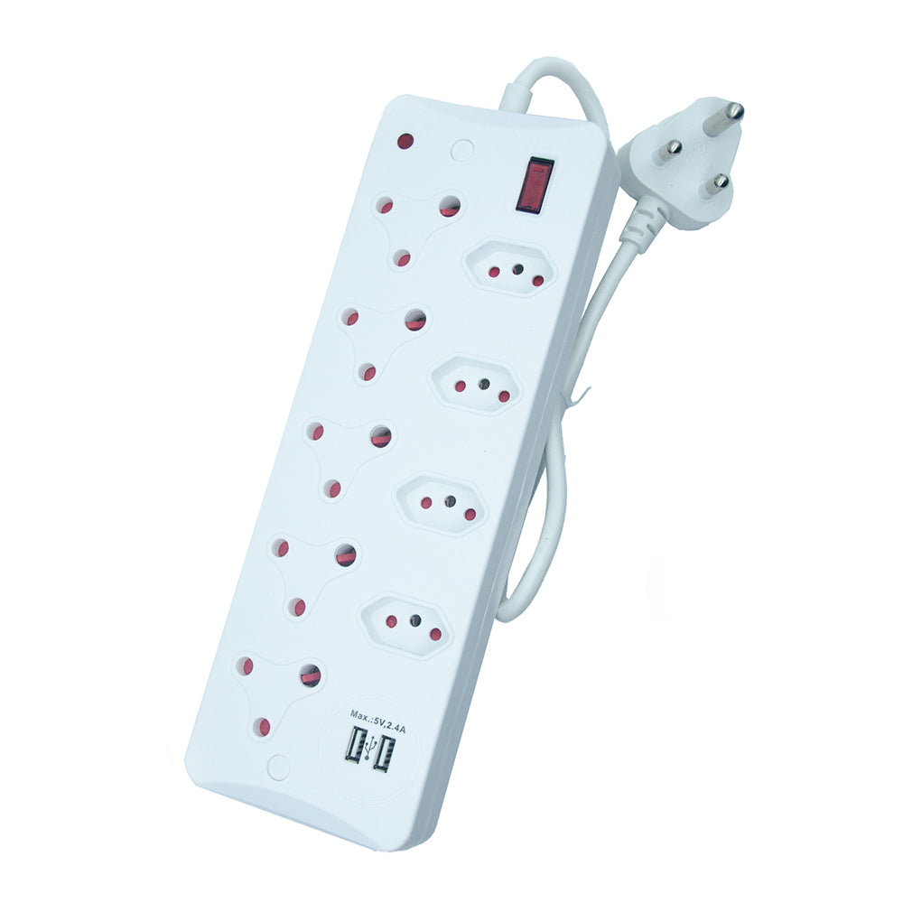 9-Way Multi Socket-outlet Power Strip with USB Ports, Heavy Duty with 16A Non-Rewirable Plug, 4000W Capacity – Socket-outlet Extender with IEC Certification CM-2109