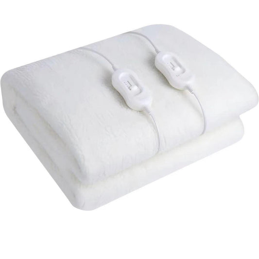 Electric Blanket EB-1013, 155x188cm Heated Blanket Throw with 2 Controllers, Synthetic Wool Fleece