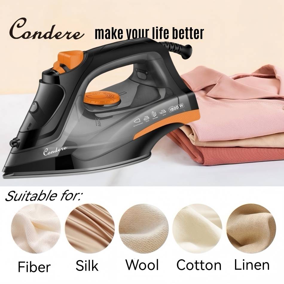 CONDERE EL-3504 Steam Iron for Clothes, Travel Portable Electric Iron with Steamer