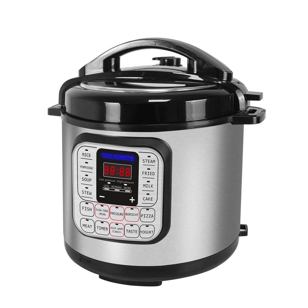 CONDERE PLUS 5L Electric Pressure Cooker Multifunction Smart Rice Cooker Slow Cooker Soup Pot with Stainless Steel Inner Pot Digital Display 14 Cooking Functions Easy to Clean Safety Protection
