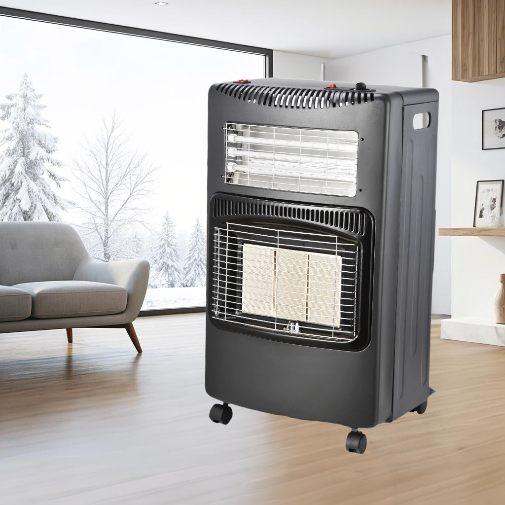 Indoor Slim Propane Gas Heater, 1.4kW-4.2kW with Piezoelectric Ignition, ODS & Tilt Safety, Portable Gas Heater for Home Heating