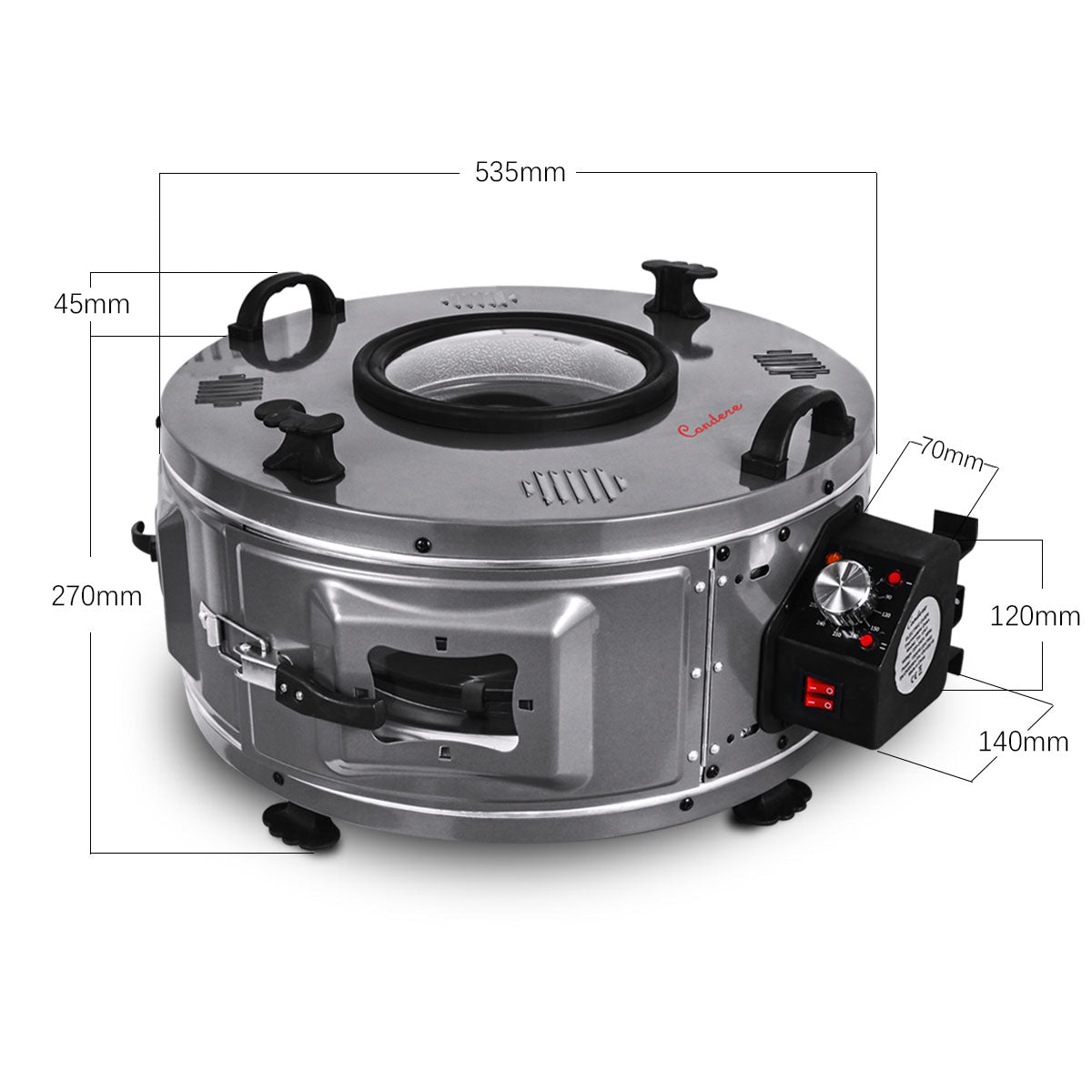 CONDERE Oven, Thermostatic Roaster Oven TH-1241-1500W Electric Roaster Pan with Lid, Adjustable Heat Control, and 3 Deep Trays