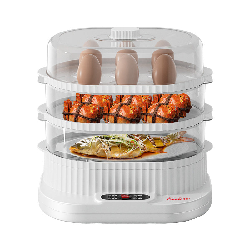 CONDERE 3-Layer Electric Steamer 10L – Multifunctional Food Steamer for Cooking, Vegetable Steamer, Steamer Pot for Kitchen, Electric Steam Cooker for Meat, Seafood & Dumplings