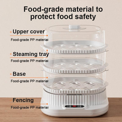 CONDERE 3-Layer Electric Steamer 10L – Multifunctional Food Steamer for Cooking, Vegetable Steamer, Steamer Pot for Kitchen, Electric Steam Cooker for Meat, Seafood & Dumplings