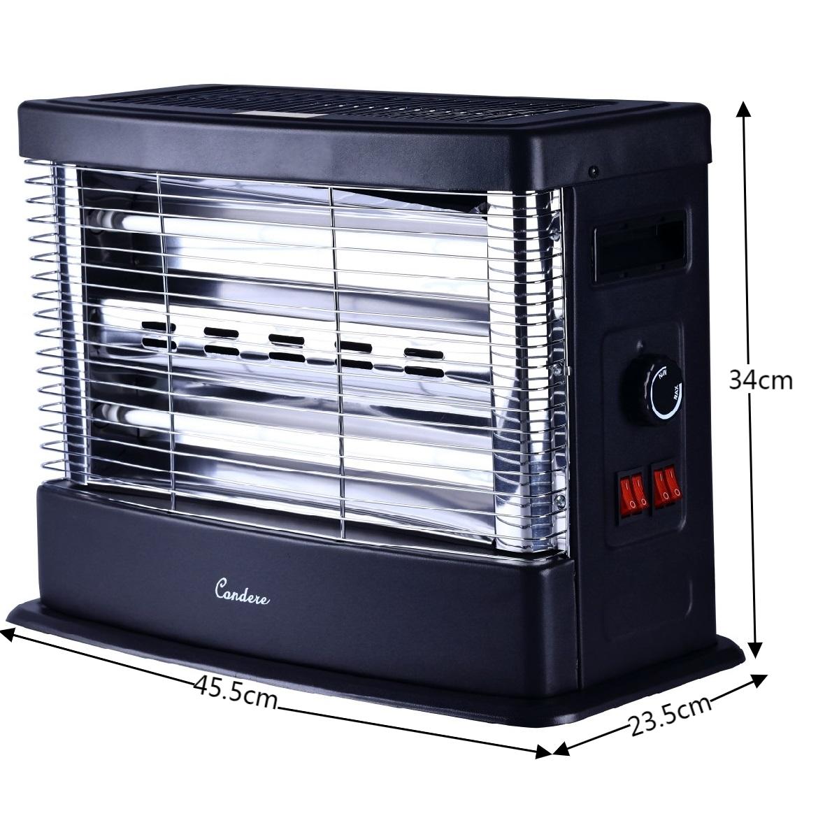 CONDERE Electric Heater ZR-2010 1800W Dual-Side Quartz Tube Space Heater with Adjustable Temperature, Tip-Over Protection, Portable Electric Heater for Bedroom, Office, Indoor Use