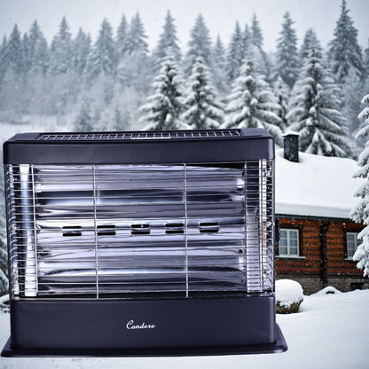 CONDERE Electric Heater ZR-2010 1800W Dual-Side Quartz Tube Space Heater with Adjustable Temperature, Tip-Over Protection, Portable Electric Heater for Bedroom, Office, Indoor Use