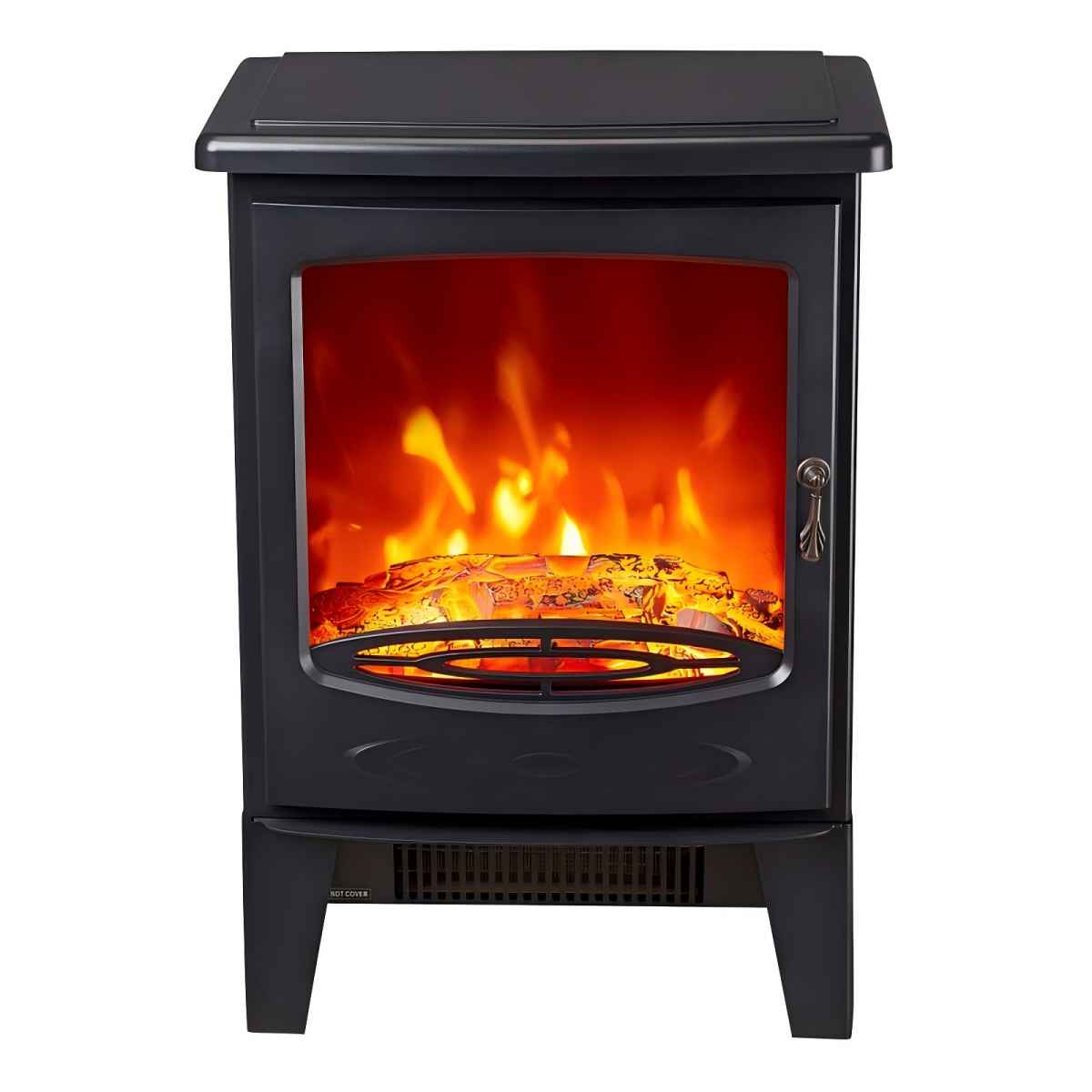 CONDERE Electric Heater ZR-8001, Freestanding Space Heater with Real Log Flame Effect, Adjustable Flame Brightness, 2 Heat Settings (900W/1800W), Ideal for Large Rooms, Bedroom, and Office